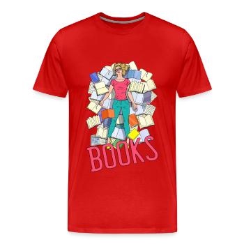 Literatur und die Liebe zum Buch - Männer Premium Bio T-Shirt - Rot - Vorne - Damien (186cm)