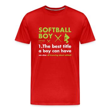Sport Boy Définition Softball - T-shirt bio Premium Homme - rouge - Devant - Damien (186cm)