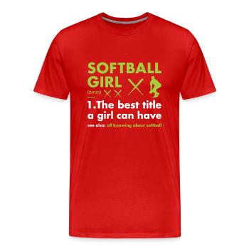 Sport Girl Definition Softball - Männer Premium Bio T-Shirt - Rot - Vorne - Damien (186cm)