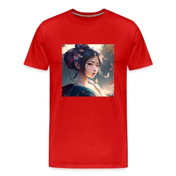 Geisha - Men's Premium Organic T-Shirt - red - Front - Damien (186cm)