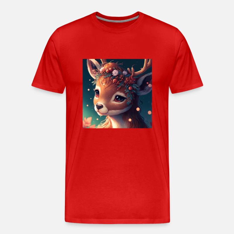 Chrismas Deer - Männer Premium Bio T-Shirt - Rot