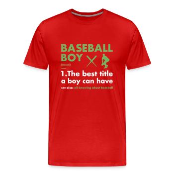 Sport Boy Definition Baseball - Men's Premium Organic T-Shirt - red - Front - Damien (186cm)