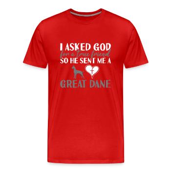 J’ai demandé à Dieu Grand Danois - T-shirt bio Premium Homme - rouge - Devant - Damien (186cm)