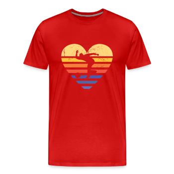 Sport Retro Sunset Heart Bowling - T-shirt bio Premium Homme - rouge - Devant - Damien (186cm)