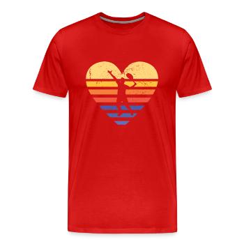Sport Retro Sunset Heart Tennis - Männer Premium Bio T-Shirt - Rot - Vorne - Damien (186cm)