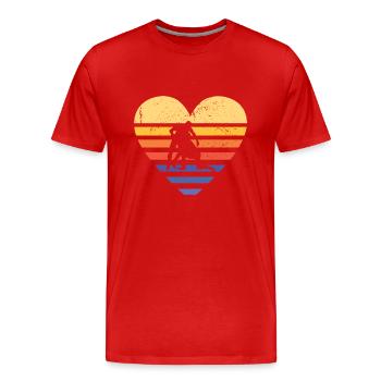 Sports Retro Sunset Heart Wrestling - Men's Premium Organic T-Shirt - red - Front - Damien (186cm)