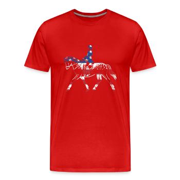 Rider Us Flag Dressage - Men's Premium Organic T-Shirt - red - Front - Damien (186cm)