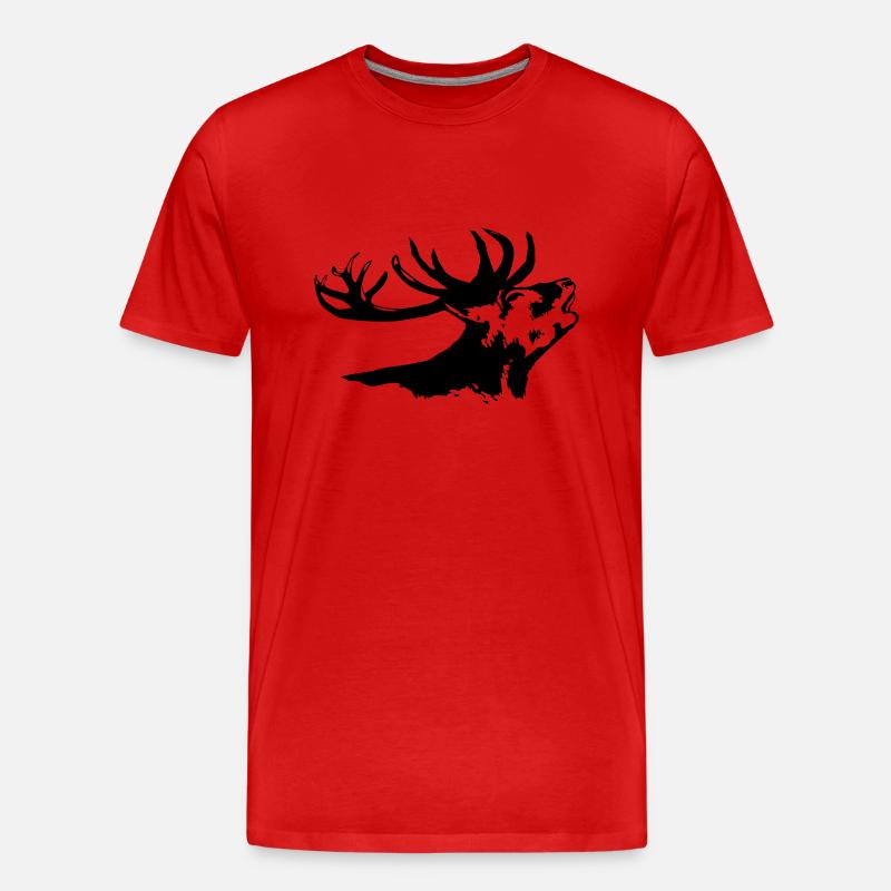 Hirsch - Deer - Männer Premium Bio T-Shirt - Rot