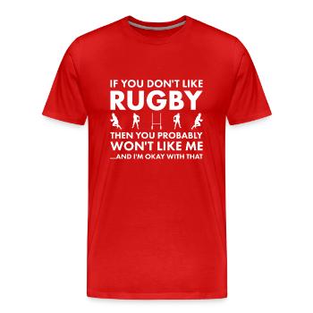 Sport si tu ne m’aimes pas rugby - T-shirt bio Premium Homme - rouge - Devant - Damien (186cm)