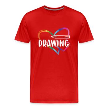 Drawer Heart Drawing - Männer Premium Bio T-Shirt - Rot - Vorne - Damien (186cm)