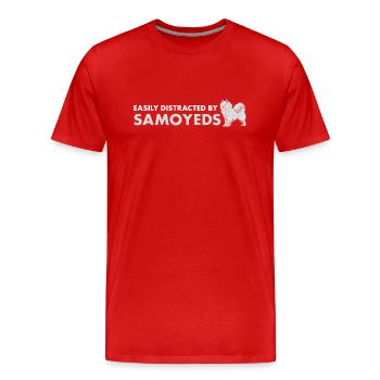 Facilement distrait par le Samoyède - T-shirt bio Premium Homme - rouge - Devant - Damien (186cm)