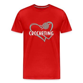 Crocheter Heart Crocheting - Männer Premium Bio T-Shirt - Rot - Vorne - Damien (186cm)