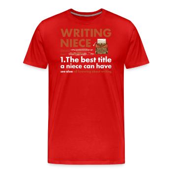 Writer Niece Definition Writing - Men's Premium Organic T-Shirt - red - Front - Damien (186cm)