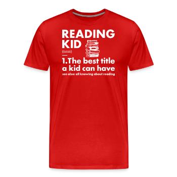Reader Kid Definition Reading - Men's Premium Organic T-Shirt - red - Front - Damien (186cm)