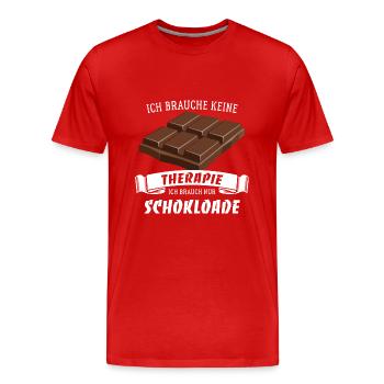Ich brauche keine Therapie, brauch nur Schokolade - Männer Premium Bio T-Shirt - Rot - Vorne - Damien (186cm)