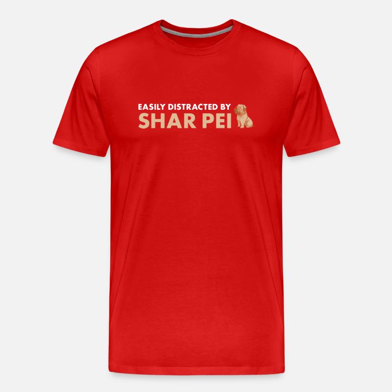 Easily Distracted By Shar Pei - Men's Premium Organic T-Shirt - red