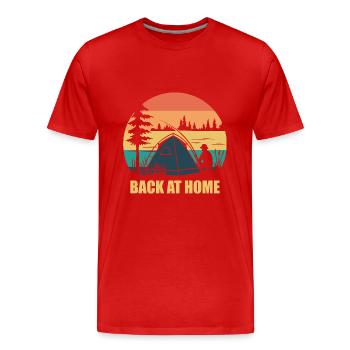 Fishing at the lake with tent - Back at Home - Men's Premium Organic T-Shirt - red - Front - Damien (186cm)