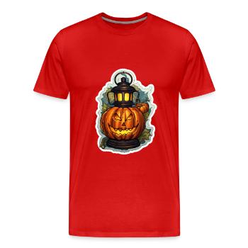 Lanterne citrouille d’Halloween - T-shirt bio Premium Homme - rouge - Devant - Damien (186cm)