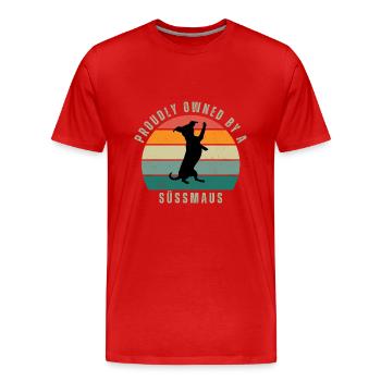 Proudly Owned by a Süssmaus Retro Sunset - Männer Premium Bio T-Shirt - Rot - Vorne - Damien (186cm)