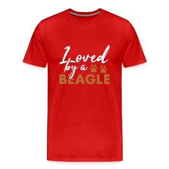 Loved By A Beagle - Men's Premium Organic T-Shirt - red - Front - Damien (186cm)