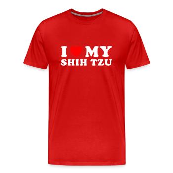 J’aime mon Shih Tzu - T-shirt bio Premium Homme - rouge - Devant - Damien (186cm)
