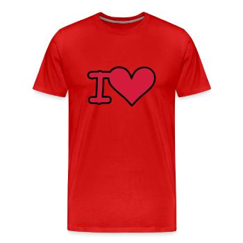i love - Männer Premium Bio T-Shirt - Rot - Vorne - Damien (186cm)