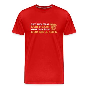 Ils volent notre cœur Airedale Terrier - T-shirt bio Premium Homme - rouge - Devant - Damien (186cm)