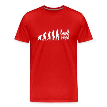 Evolution Bulldog - Männer Premium Bio T-Shirt - Rot - Vorne - Damien (186cm)