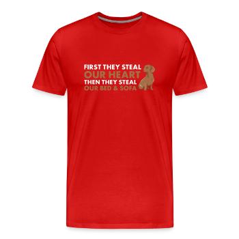 First They Steal Our Heart Dachshund - Männer Premium Bio T-Shirt - Rot - Vorne - Damien (186cm)