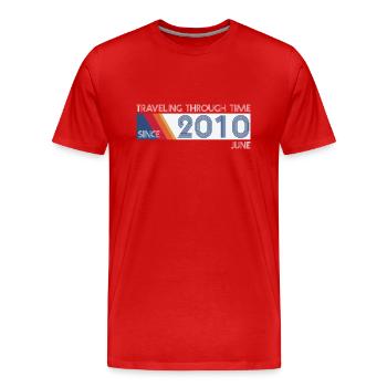 Drôle de voyage dans le temps anniversaire Design juin 2010 - T-shirt bio Premium Homme - rouge - Devant - Damien (186cm)
