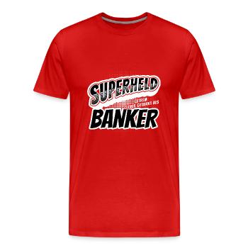 Superheld, clever getarnt als Banker - Männer Premium Bio T-Shirt - Rot - Vorne - Damien (186cm)