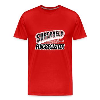 Superheld, clever getarnt als Flugbegleiter - Männer Premium Bio T-Shirt - Rot - Vorne - Damien (186cm)