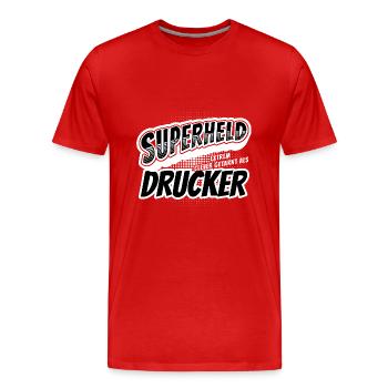 Superheld, clever getarnt als Drucker - Männer Premium Bio T-Shirt - Rot - Vorne - Damien (186cm)