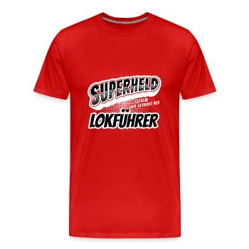 Superheld, clever getarnt als Lokführer - Männer Premium Bio T-Shirt - Rot - Vorne - Damien (186cm)