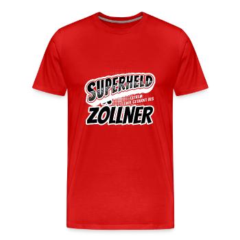 Superheld, clever getarnt als Zöllner - Männer Premium Bio T-Shirt - Rot - Vorne - Damien (186cm)