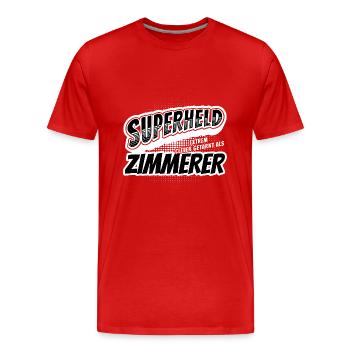 Superheld, clever getarnt als Zimmerer - Männer Premium Bio T-Shirt - Rot - Vorne - Damien (186cm)