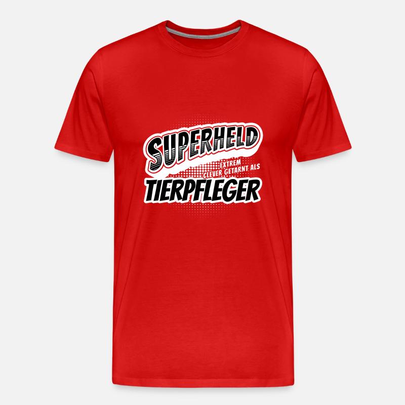 Superheld, clever getarnt als Tierpfleger - Männer Premium Bio T-Shirt - Rot