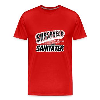 Superheld, clever getarnt als Sanitäter - Männer Premium Bio T-Shirt - Rot - Vorne - Damien (186cm)