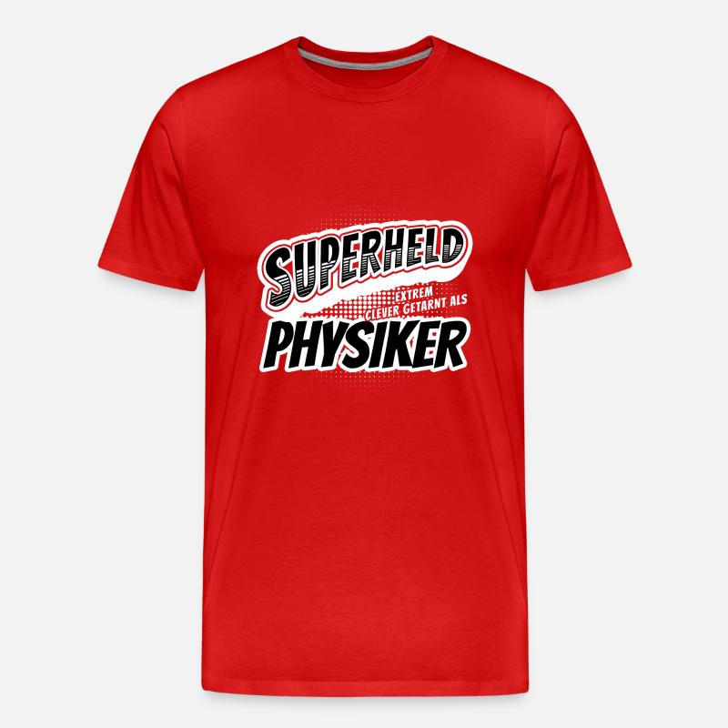 Superheld, clever getarnt als Physiker - Männer Premium Bio T-Shirt - Rot