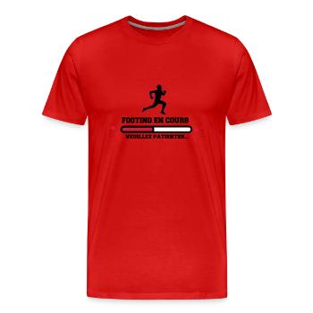 FOOTING EN COURS - T-shirt bio Premium Homme - rouge - Devant - Damien (186cm)