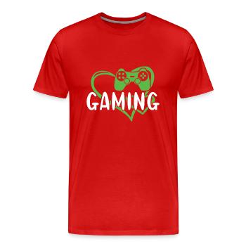 Gamer Heart Gaming - Männer Premium Bio T-Shirt - Rot - Vorne - Damien (186cm)