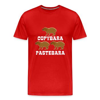 Copybara - Capybara Wortspiel - Copy Paste - Männer Premium Bio T-Shirt - Rot - Vorne - Damien (186cm)