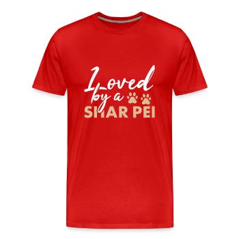 Aimé par un Shar Pei - T-shirt bio Premium Homme - rouge - Devant - Damien (186cm)