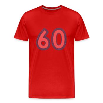 60. 60 ANS. 60e ANNIVERSAIRE. ANNIVERSAIRE 60 ANS. - T-shirt bio Premium Homme - rouge - Devant - Damien (186cm)