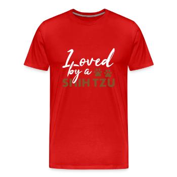 Loved By A Shih Tzu - Men's Premium Organic T-Shirt - red - Front - Damien (186cm)
