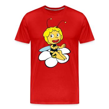 Maya The Bee On Daisy - Men's Premium Organic T-Shirt - red - Front - Damien (186cm)