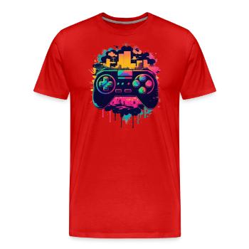 Console de jeu - T-shirt bio Premium Homme - rouge - Devant - Damien (186cm)