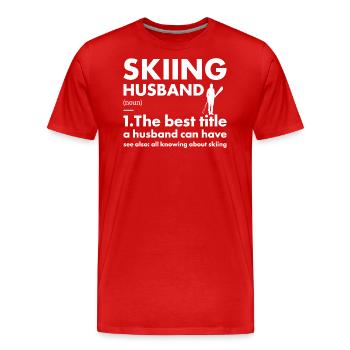 Sport Husband Skiing - Männer Premium Bio T-Shirt - Rot - Vorne - Damien (186cm)