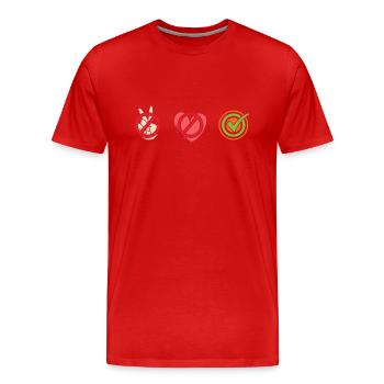 Geocacher Peace Love Geocaching - Men's Premium Organic T-Shirt - red - Front - Damien (186cm)