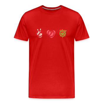 Menuisier Paix Amour Travail du bois - T-shirt bio Premium Homme - rouge - Devant - Damien (186cm)